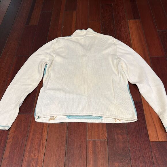 Vintage Izod Argyle Patterned Sweater - Cream and Blue - Picture 4 of 5